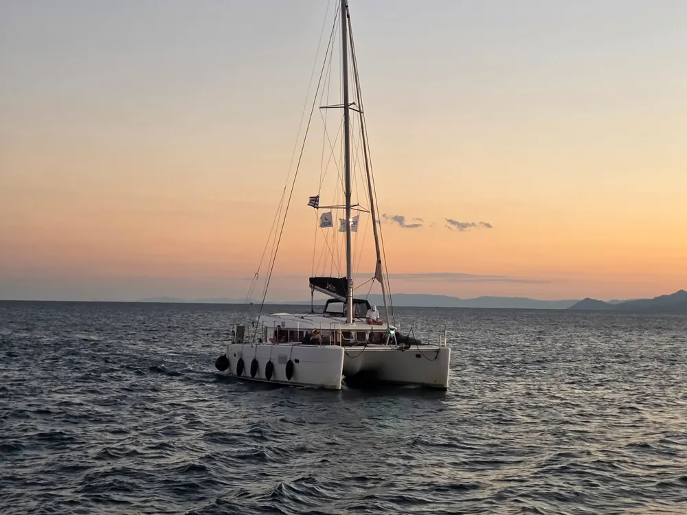 Catamaran at sunset