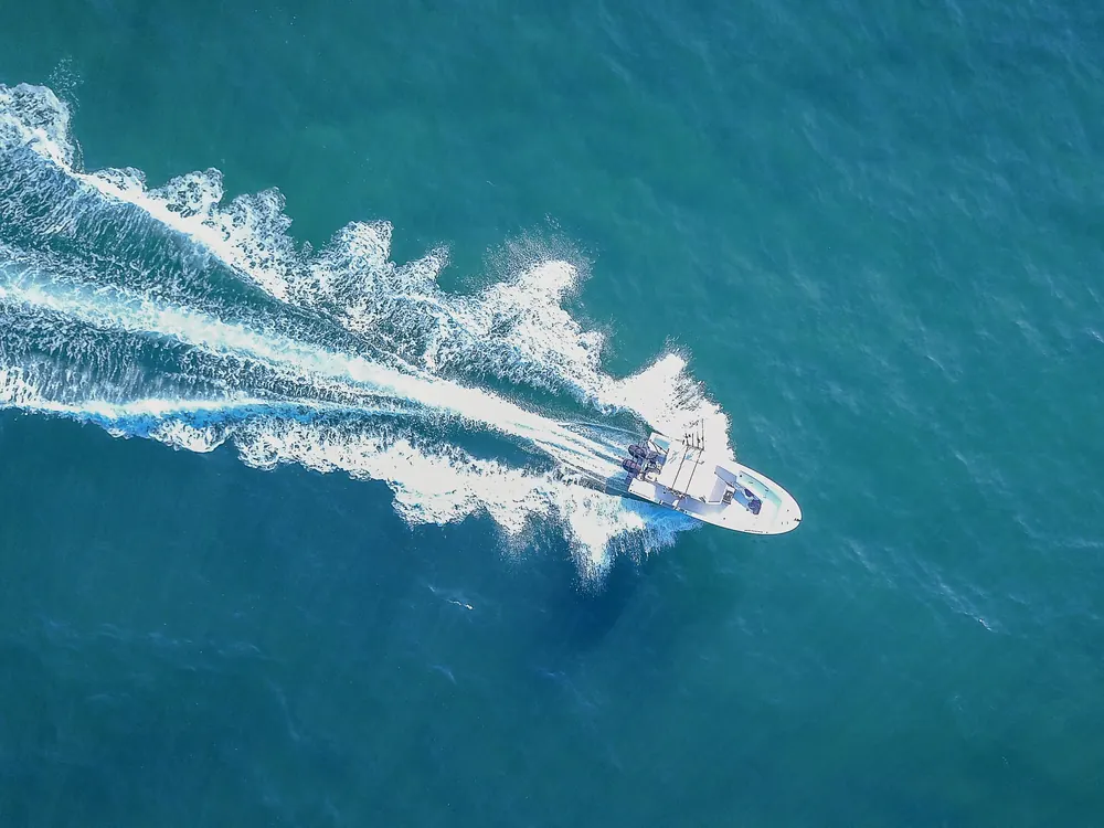 Center console at speed, from above