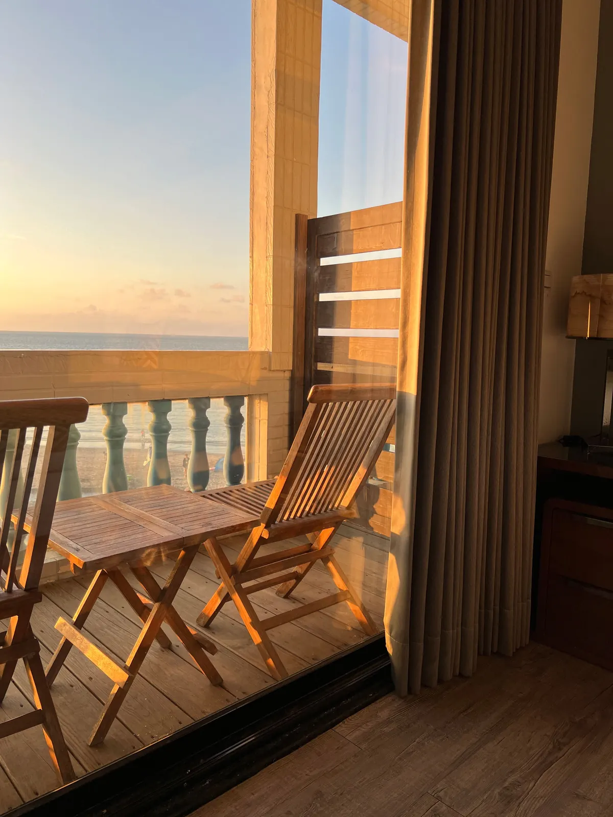 Balcony at sunset over the sea