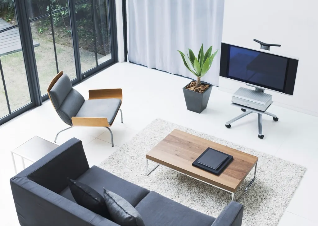 Open-plan living room after a remodel