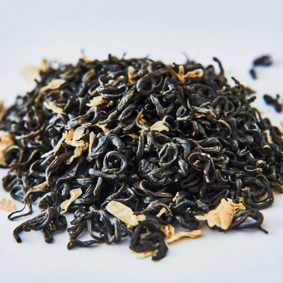 Loose black tea leaves